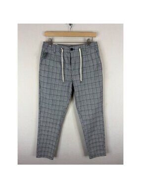 Lindbergh White Grey Plaid Carrot Fit Superflex Pants Mens Medium NWT